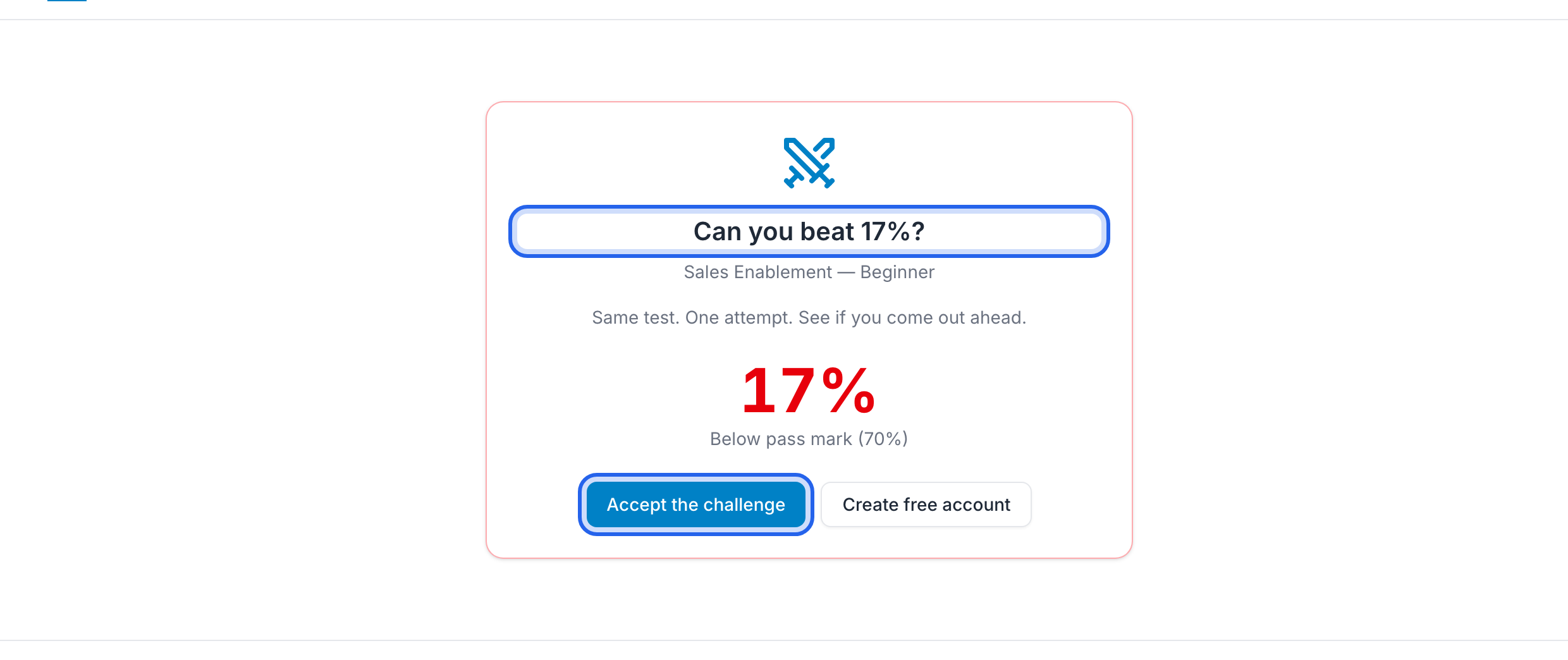 Challenge page: beat this score and accept the challenge.